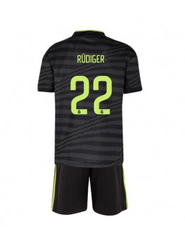 Real Madrid Antonio Rudiger #22 Ausweichtrikot für Kinder 2022-23 Kurzarm (+ Kurze Hosen)
